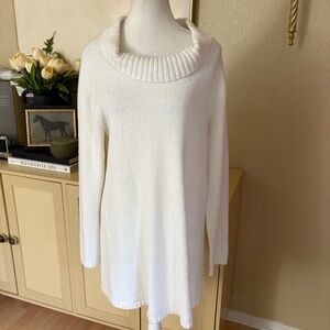 EILEEN FISHER White Cotton Blend Knit Sweater Size‎ Large
